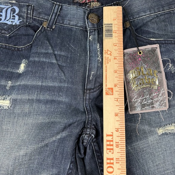 Blac Label Jeans Mens 33x34 Bootcut Low Rise Hip Hop Western Distress Embroidery - Picture 8 of 9